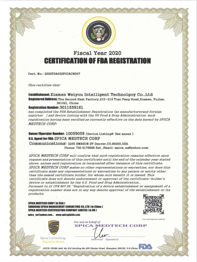 FDA certificate